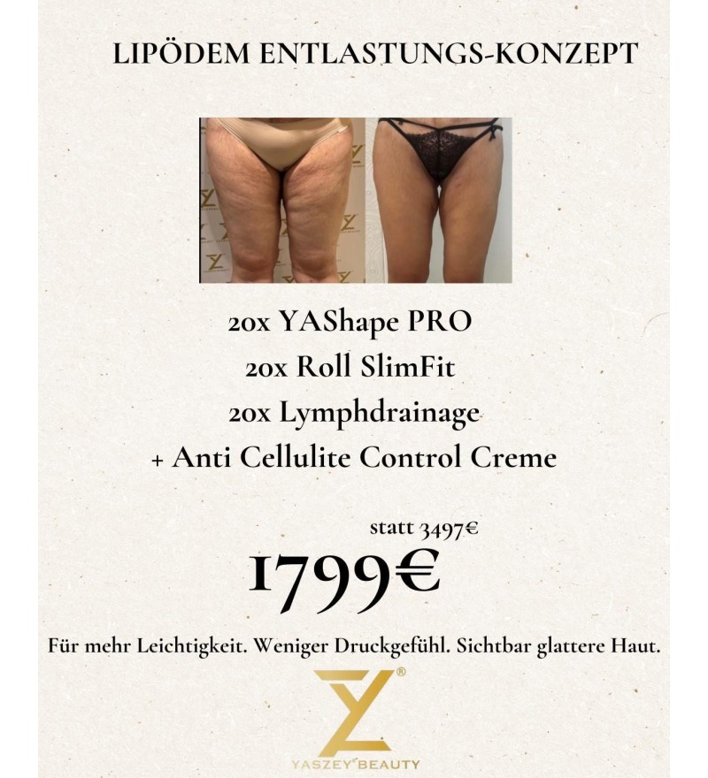 Bodyforming-Paket 6 – Lipödem-Entlastungskonzept (20x YAShape Pro, Roll SlimFit, Lymphdrainage + Crème)